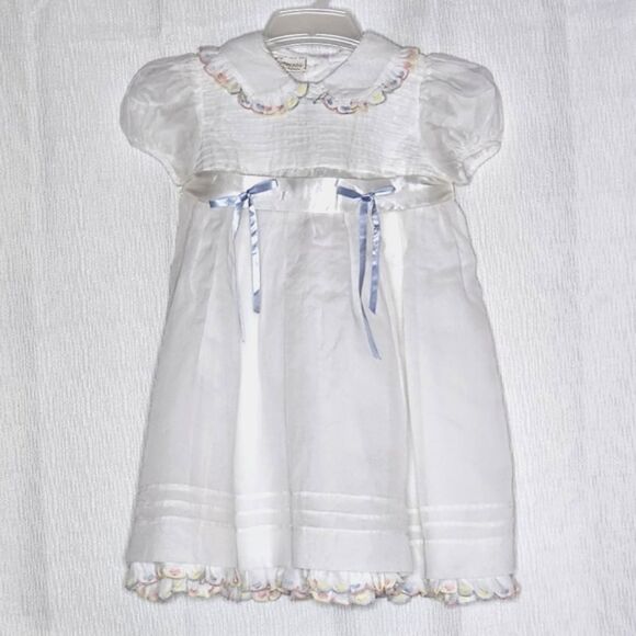 Leonarda Designs White Organza Overlay & Embroidered Cotton Puff Sleeve Dress - Picture 11 of 11